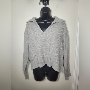 Jason Wu Gray Cable Knit Wool Blend Sweater sz L